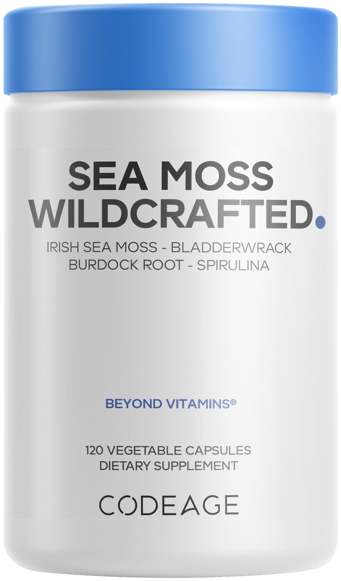 Codeage Irish Sea Moss, Spirulina, Bladderwrack, Burdock Root Capsules 120