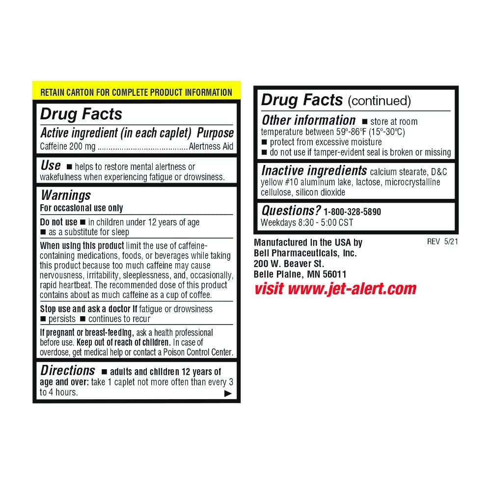 Jet-Alert Caffeine Tablets 200 mg, 90 Count
