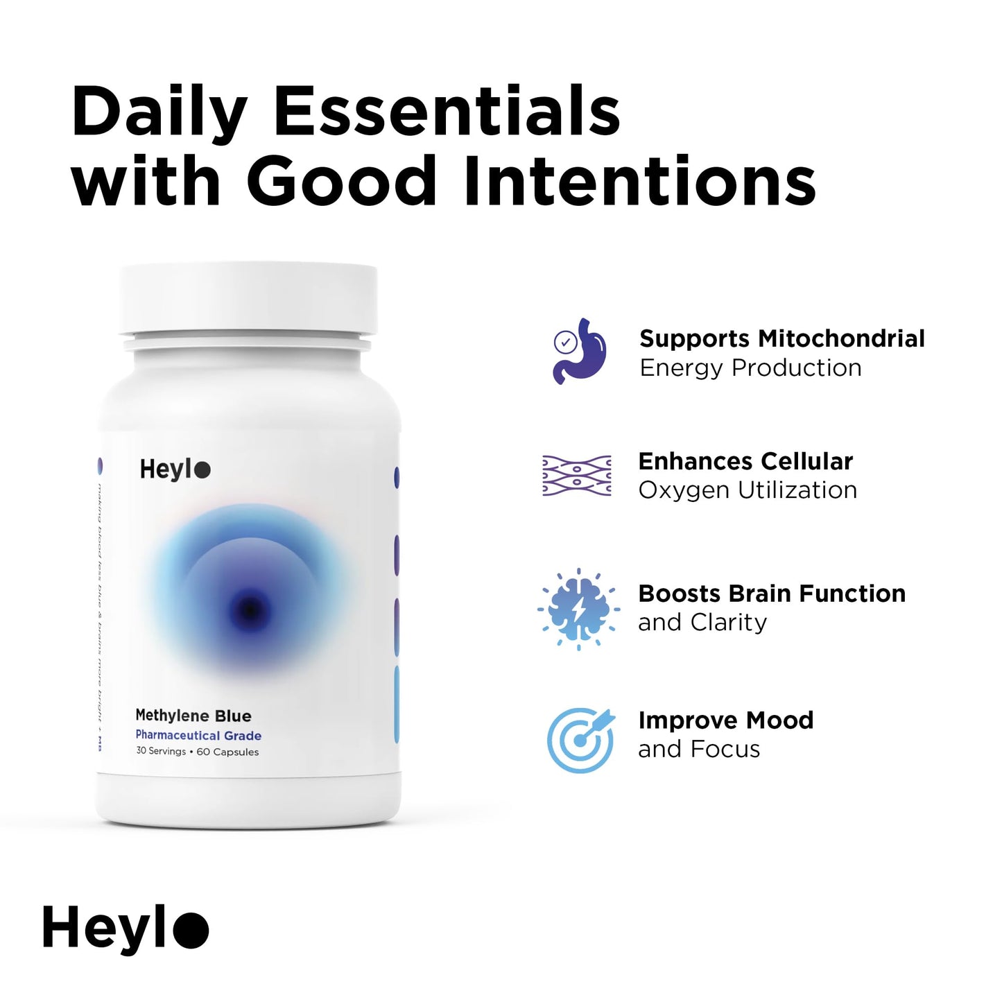 Heylo Health Methylene Blue Capsules, 60 Count