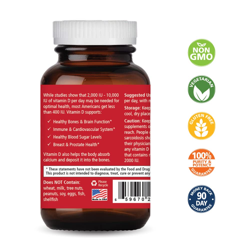 Pure Essence Labs Vitamin D3 5000 IU Capsules, 30 Count