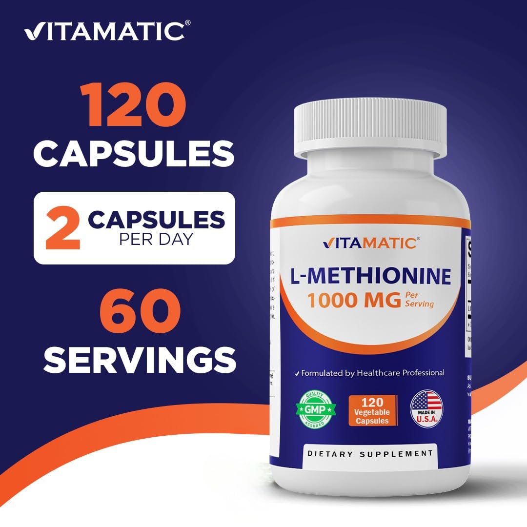 Vitamatic L-Methionine 1000 mg Capsule, 120 Count
