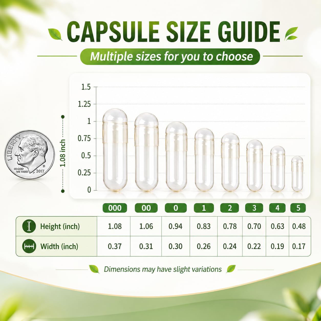 EaccoViigr Size 0 Gelatin Empty Capsules, 1000 Count