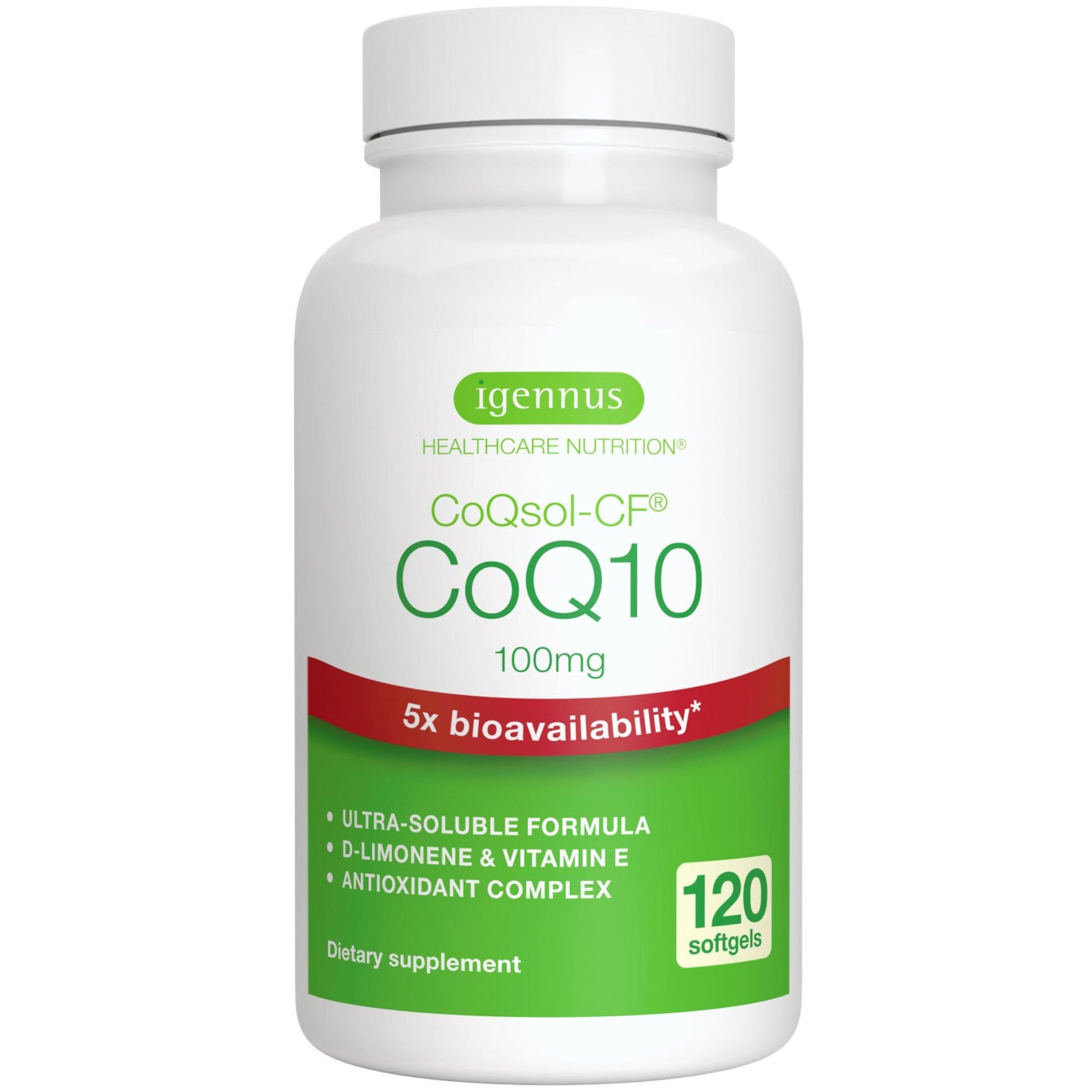 Igennus Healthcare Nutrition Advanced CoQSol CoQ10 100mg Softgels, 120 Count