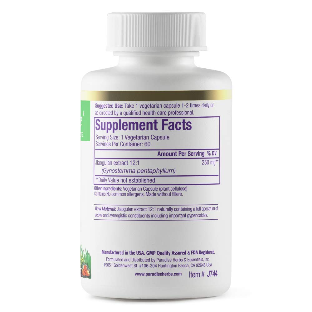 Paradise Herbs Jiaogulan Active Whole Spectrum Capsules 60