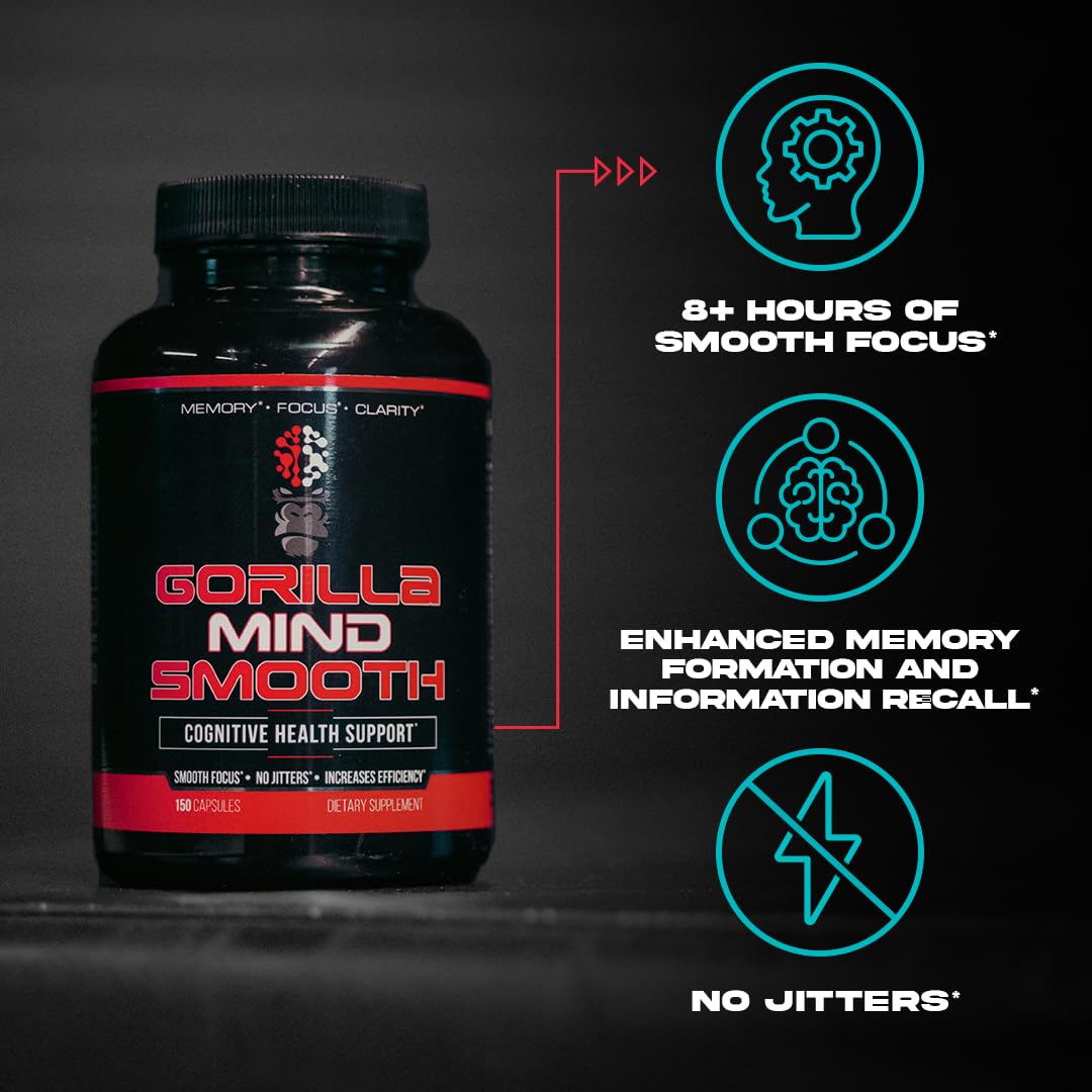 Gorilla Mind Smooth Nootropic Formula Capsule 90 Count