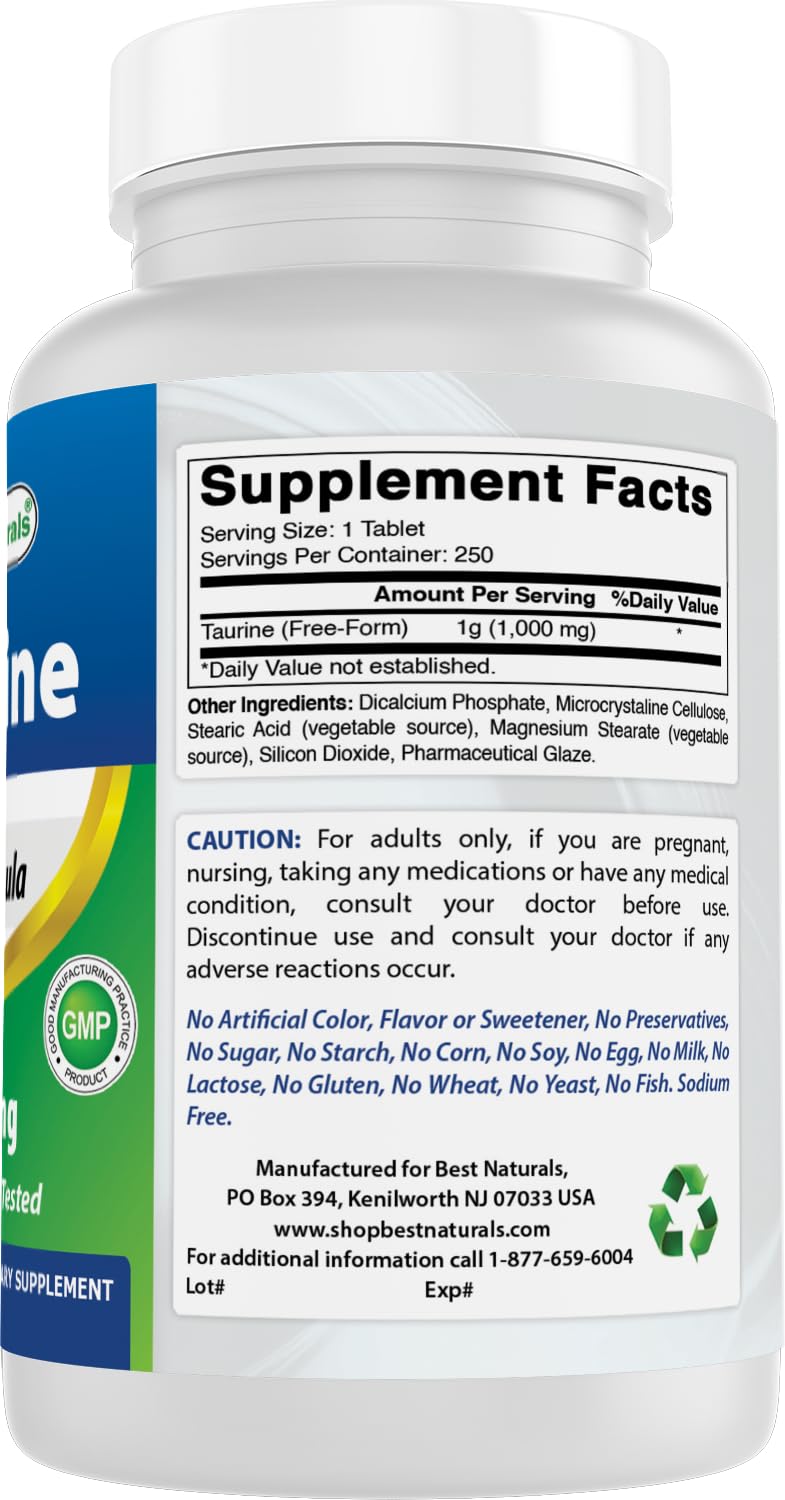Best Naturals Taurine 1000 mg Tablet, 750 Tablets