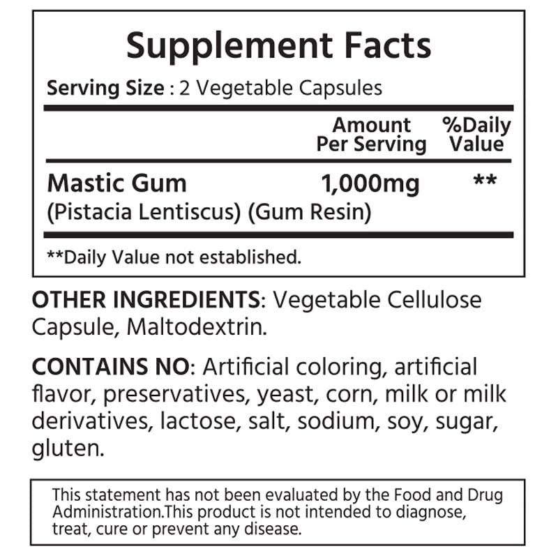 ML Naturals Mastic Gum 1000mg Capsules, 240 Count