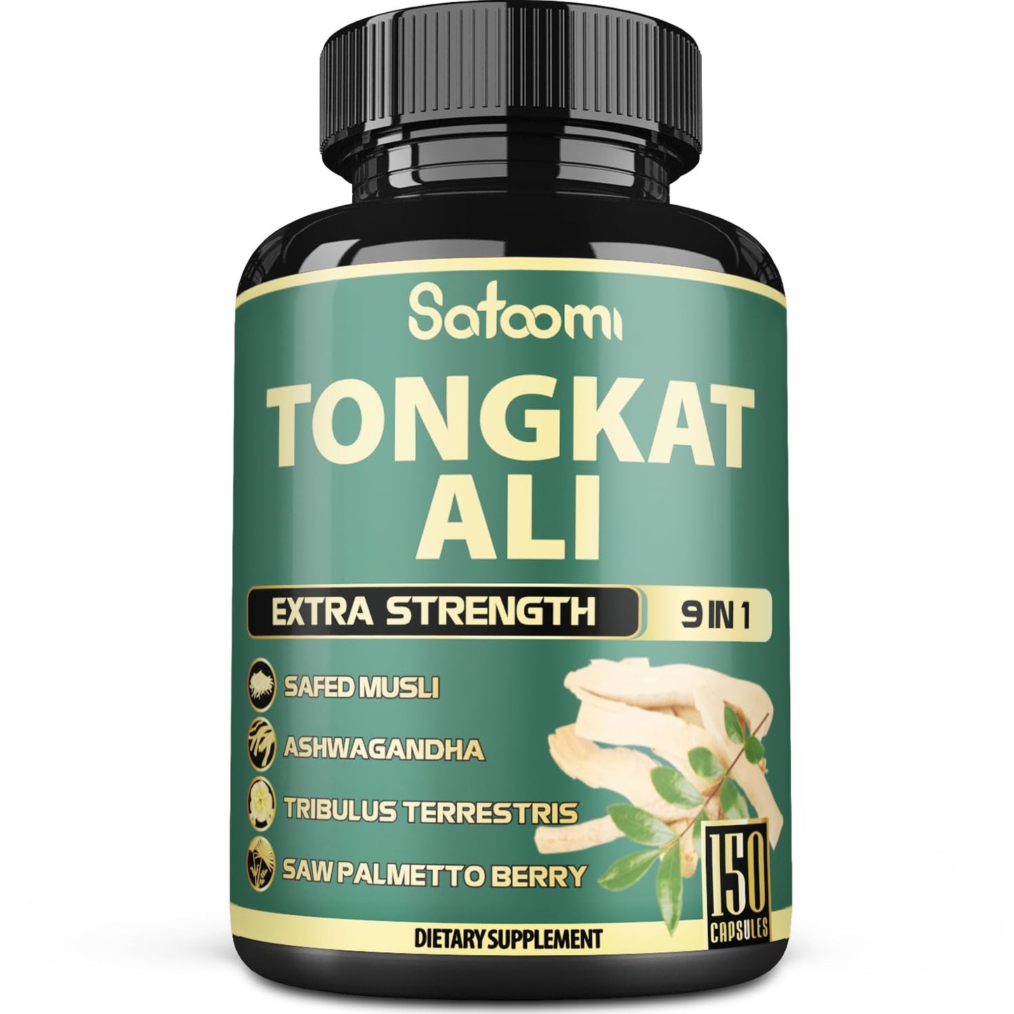 Satoomi 9in1 Tongkat Ali Root Extract 200:1 - Ashwagandha, Tribulus Terrestris, 150 Capsules