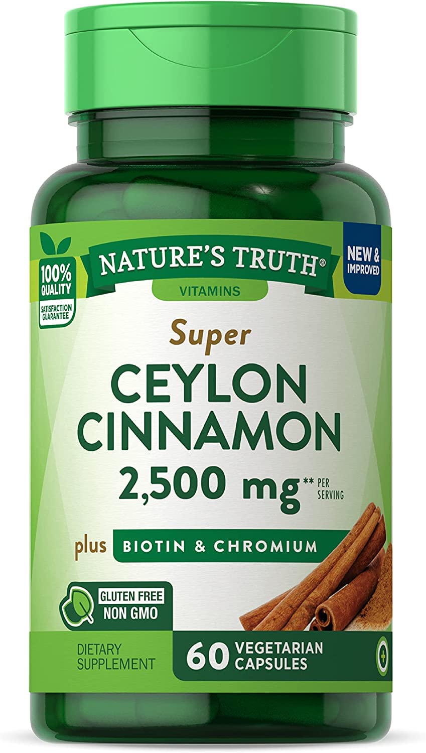 Nature's Truth Super Cinnamon Plus Biotin & Chromium Quick Release Capsules 120 Capsules