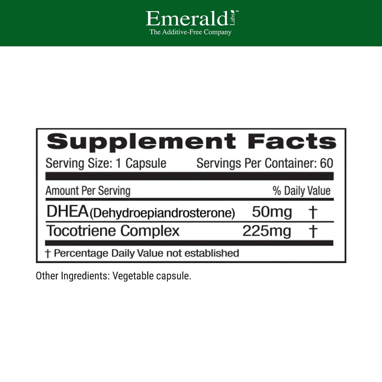 Emerald Laboratories DHEA 50mg Adrenal Support Supplement to Help Hormone Balance 60 Capsules