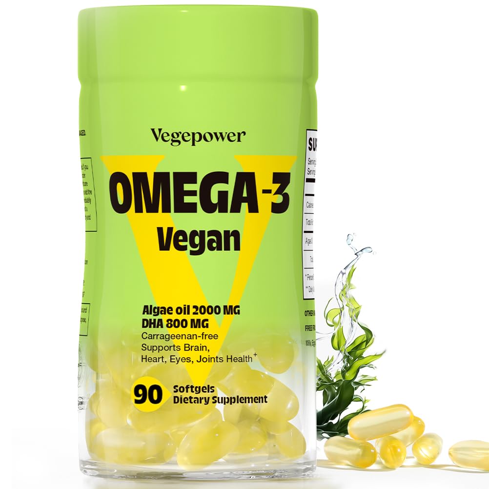 VEGEPOWER Vegan Omega-3 DHA Supplements Softgels 90 Count