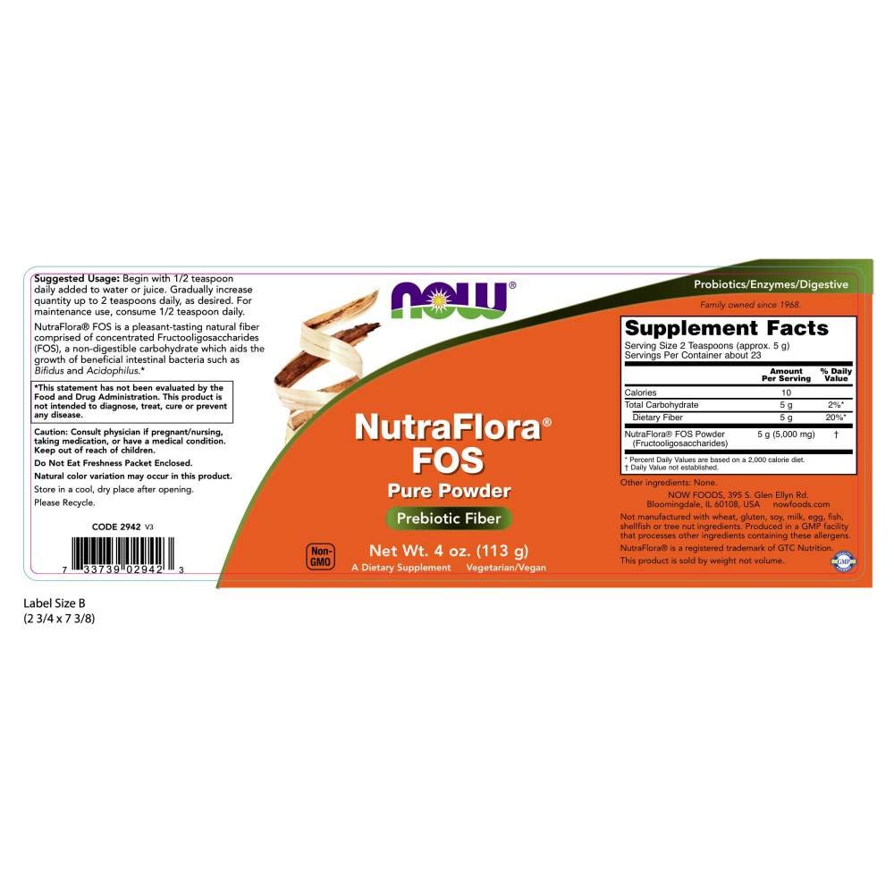 NOW Foods NutraFlora FOS Powder 8 oz