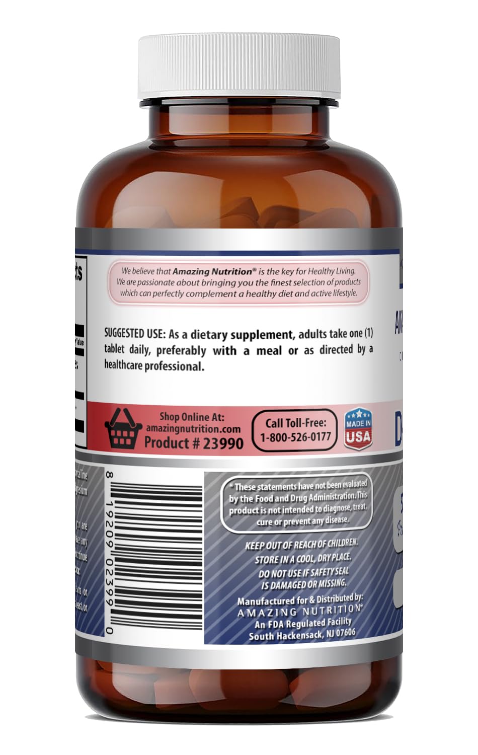 Amazing Nutrition Calcium D-Glucarate 500 Mg Tablets, 60 Count