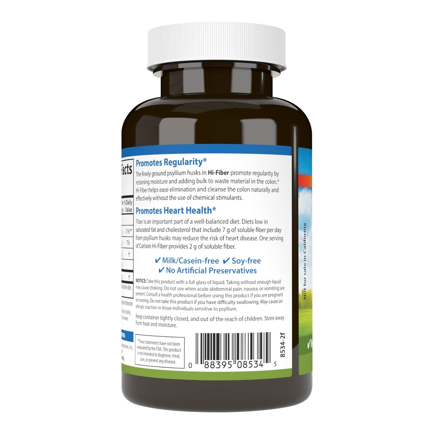 Carlson Hi-Fiber Psyllium Husk Capsules 100 Capsules