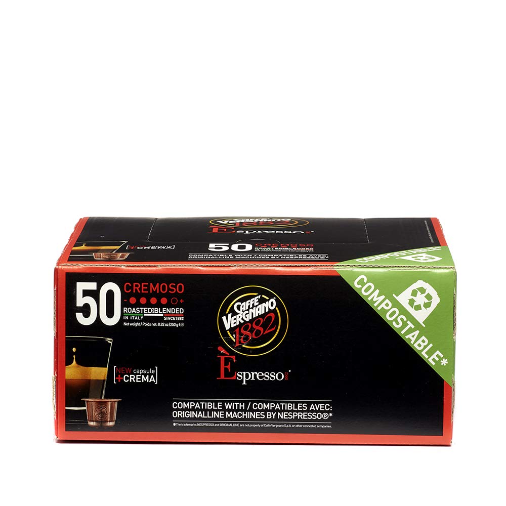 Caffe' Vergnano 1882 Cremoso Capsules Compatible with Original Line Machines by Nespresso, 50 Capsules