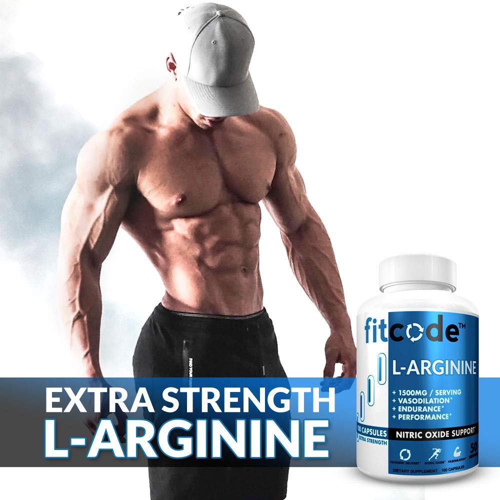 fitcode L-Arginine HCl 1500mg Capsule, 100 Count