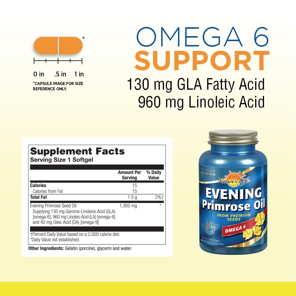 Health From The Sun Evening Primrose Oil 1300 mg Softgels, 60 Count