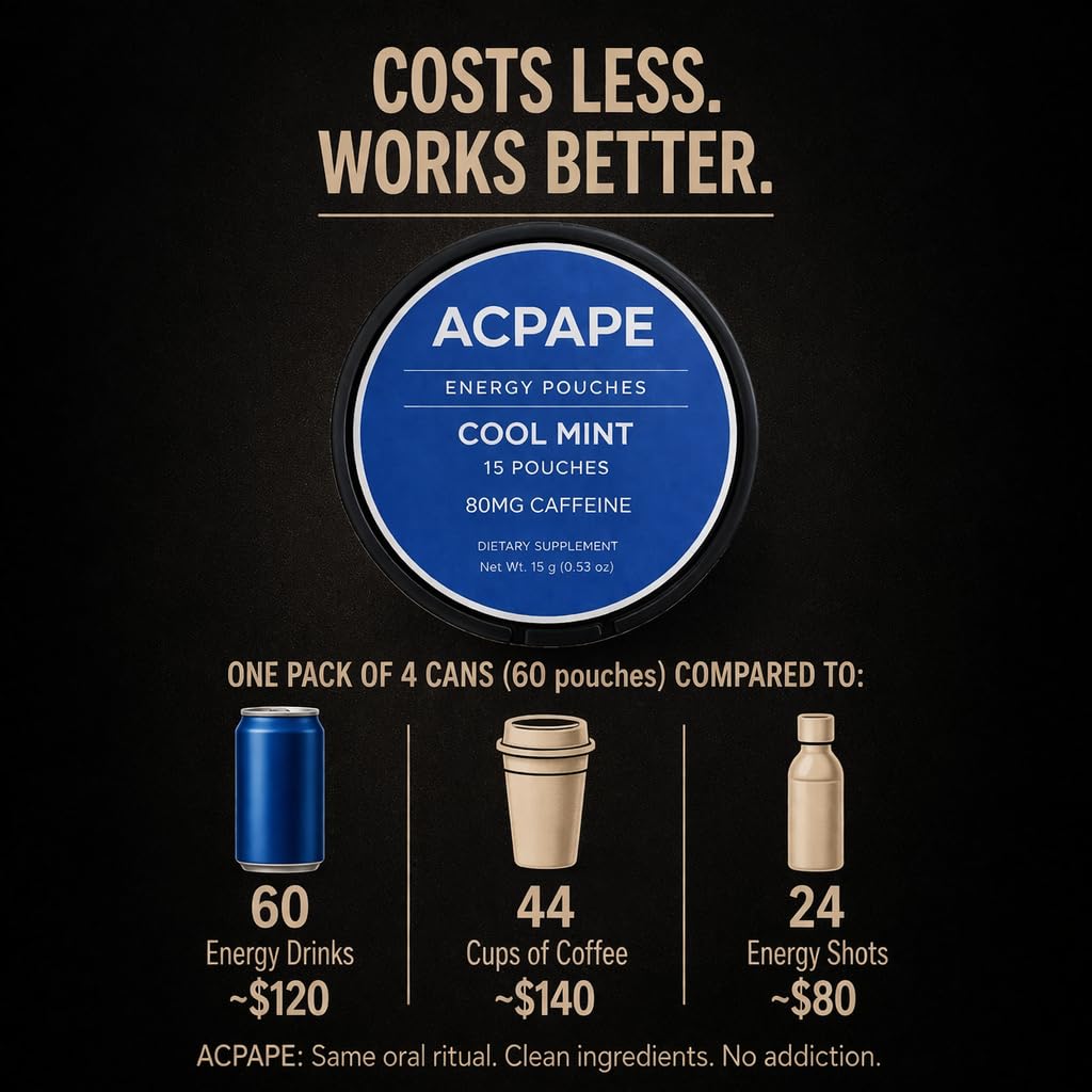 Acpape Caffeine Energy Pouches Cool Mint Nicotine Free, 1.69 Ounce