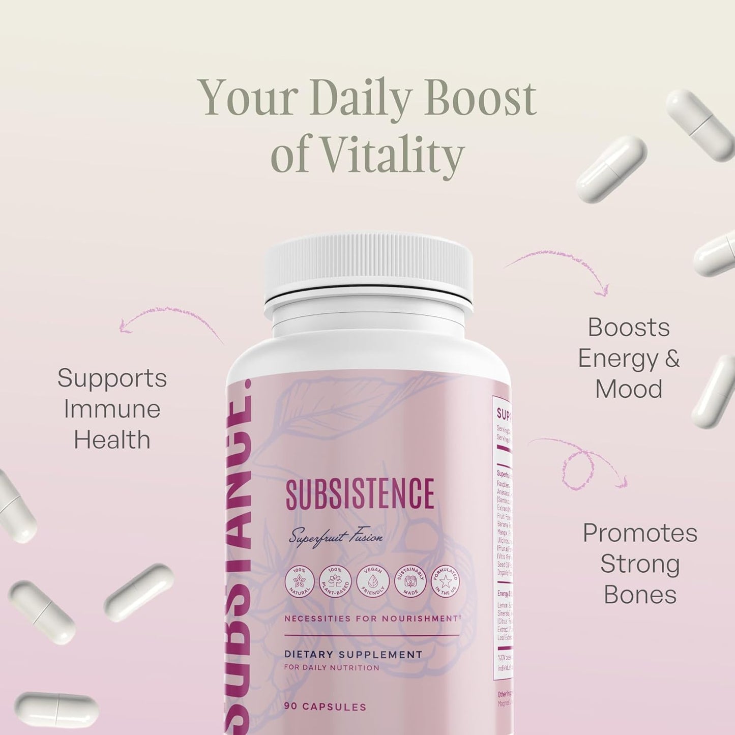 SUBSTANCE Nature's Subsistence Daily Fruits Supplement Capsule, 90 Count