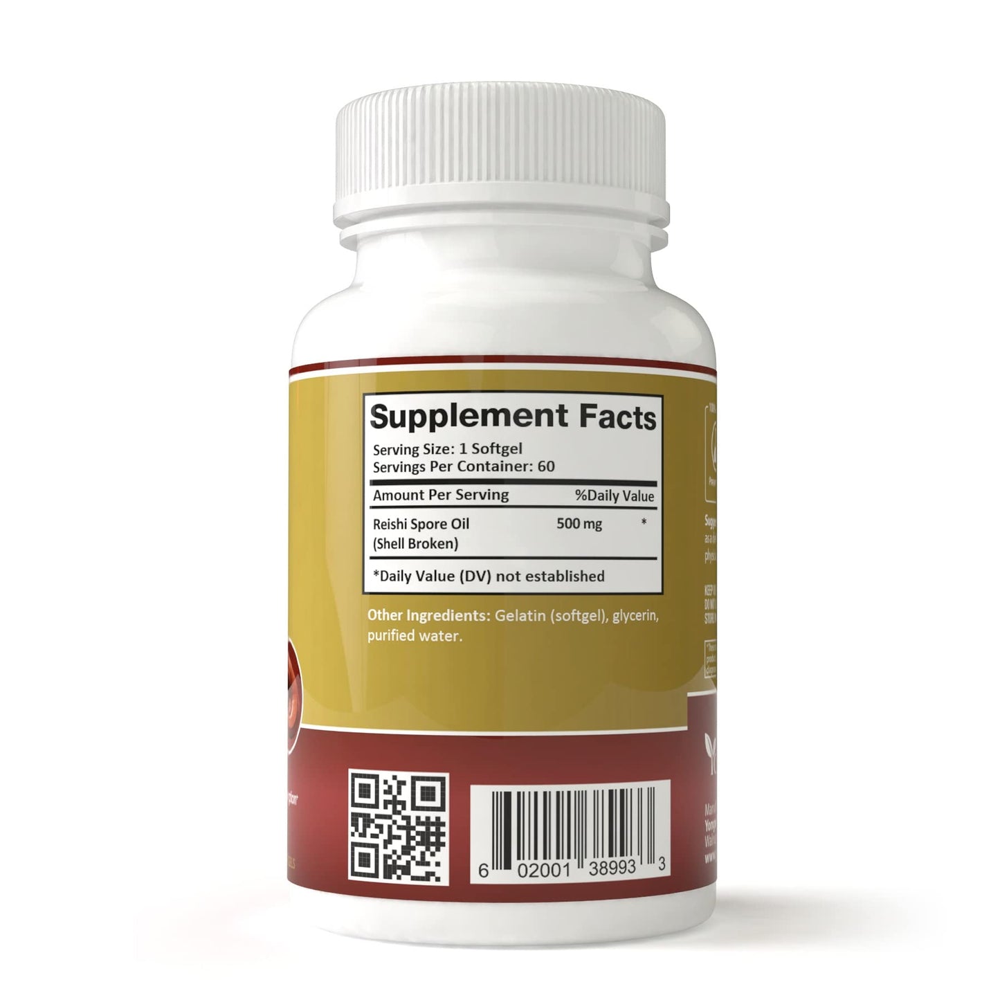 YongWell Reishi Spore Oil Shell-Broken Extra Strength 500mg Softgels 60 Count
