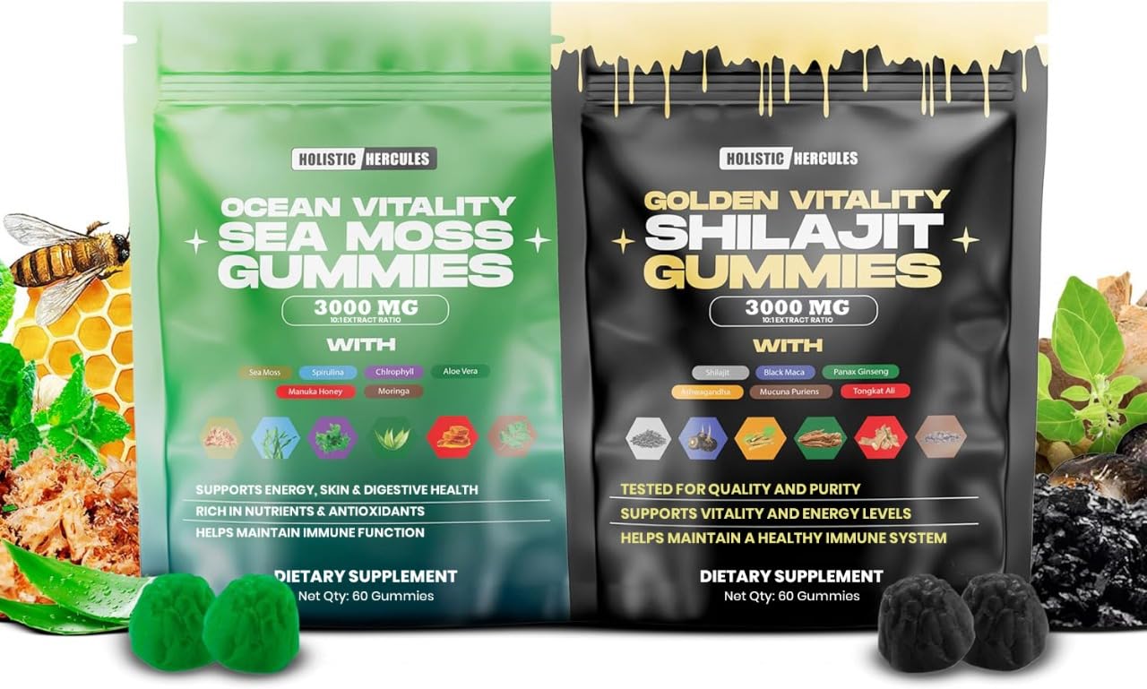 Holistic Hercules Sea Moss & Pure Himalayan Shilajit Gummies Gold, 120 Count