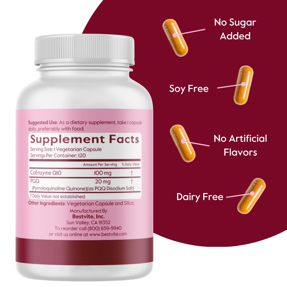 BESTVITE CoQ10 100mg with PQQ 20mg Capsule 120 Count