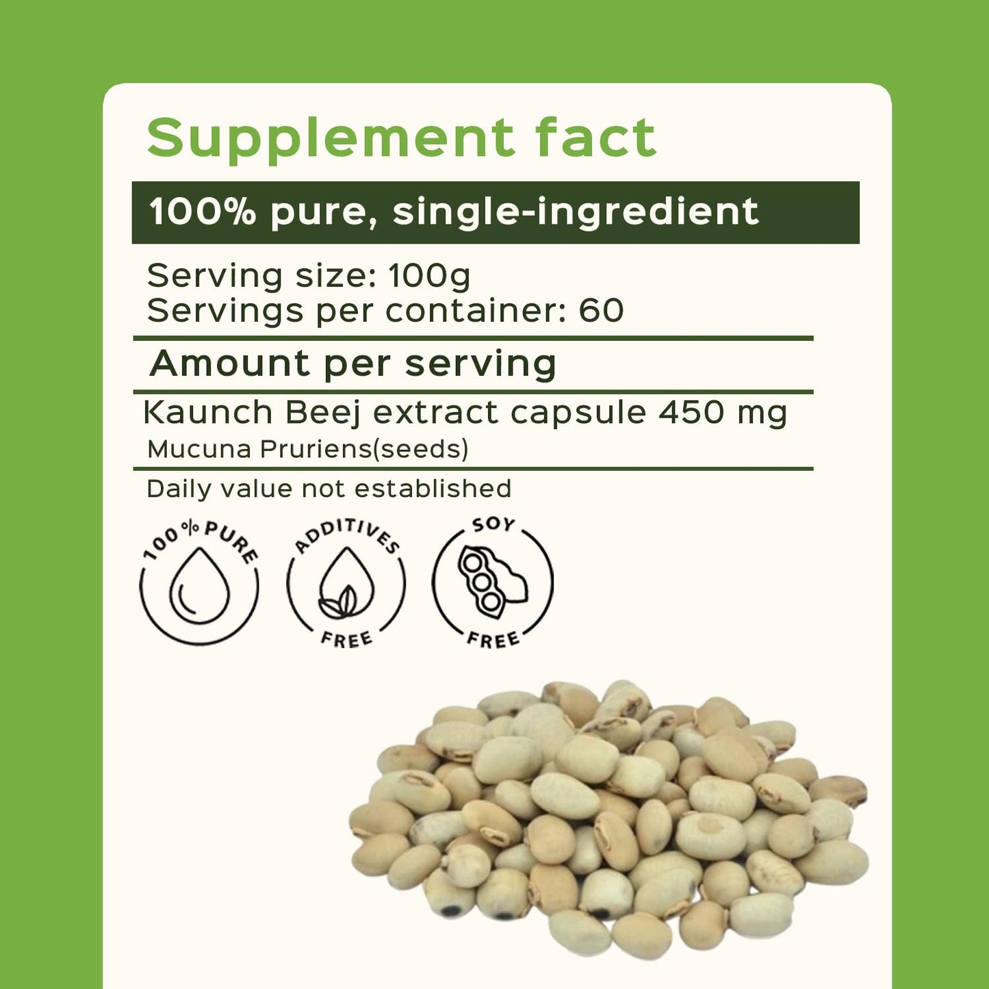 bixa BOTANICAL Mucuna Pruriens Extract Capsules, 60 Veg Capsules