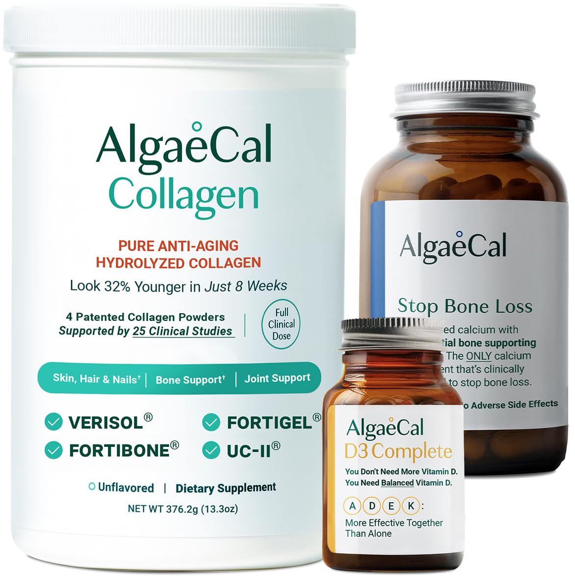 ALGAECAL Calcium, Vitamin D3 & Collagen Bundle Powder
