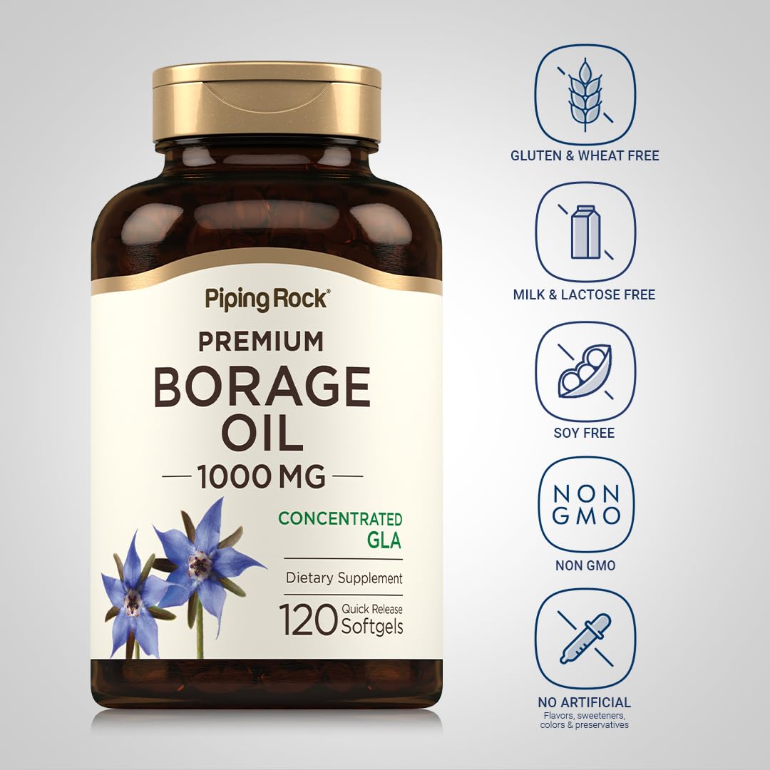 Piping Rock Borage Oil Supplement 1000mg Softgels 120