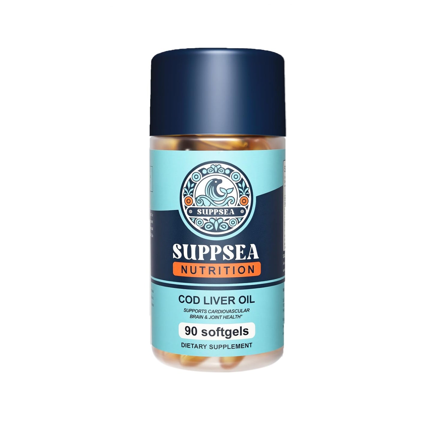 SUPPSEA Cod Liver Oil 2,000 mg with Vitamins A & D3, EPA, DHA, Extra Strength Softgels, 90 Count