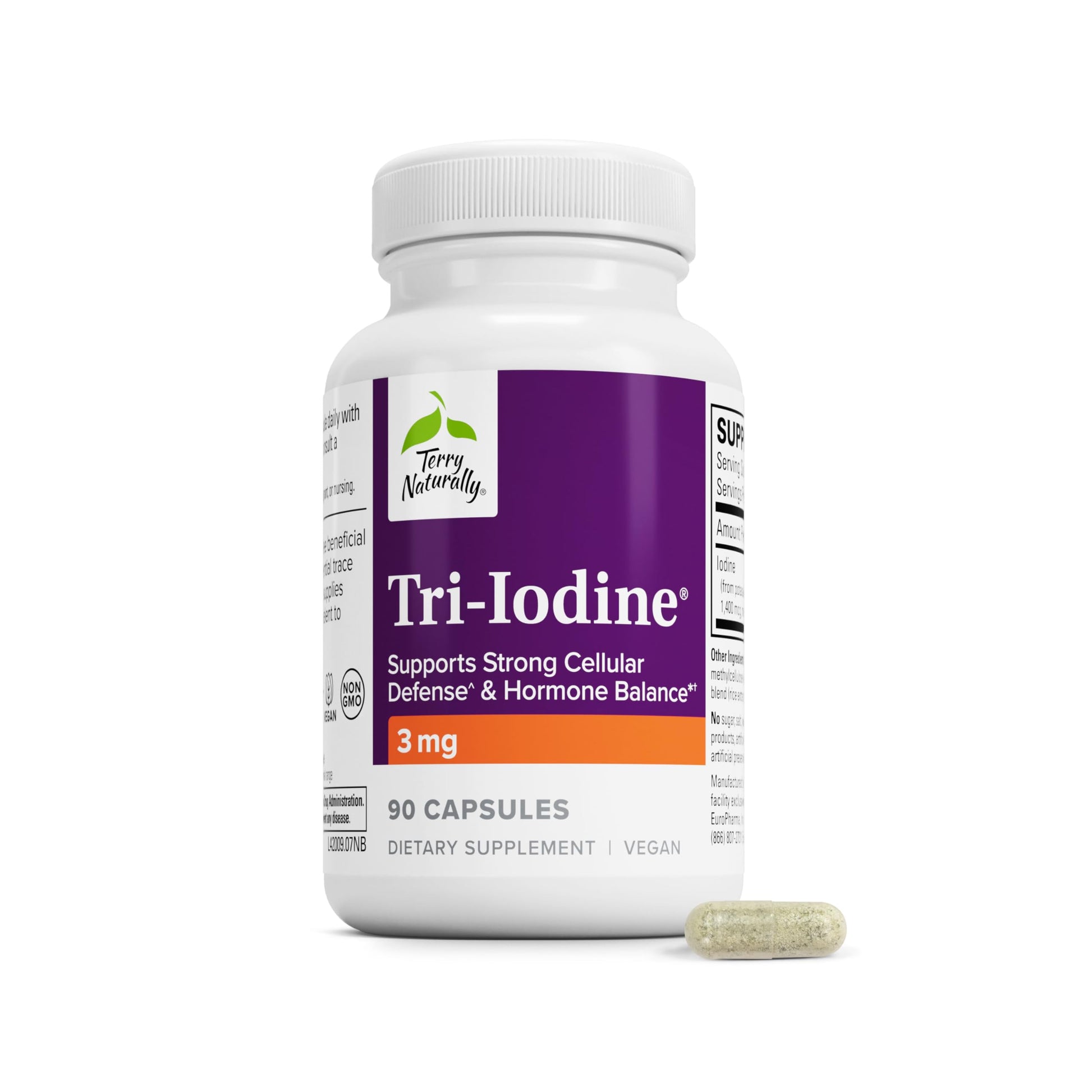 Terry Naturally Tri-Iodine 3 mg Iodine Capsules, 90 Count