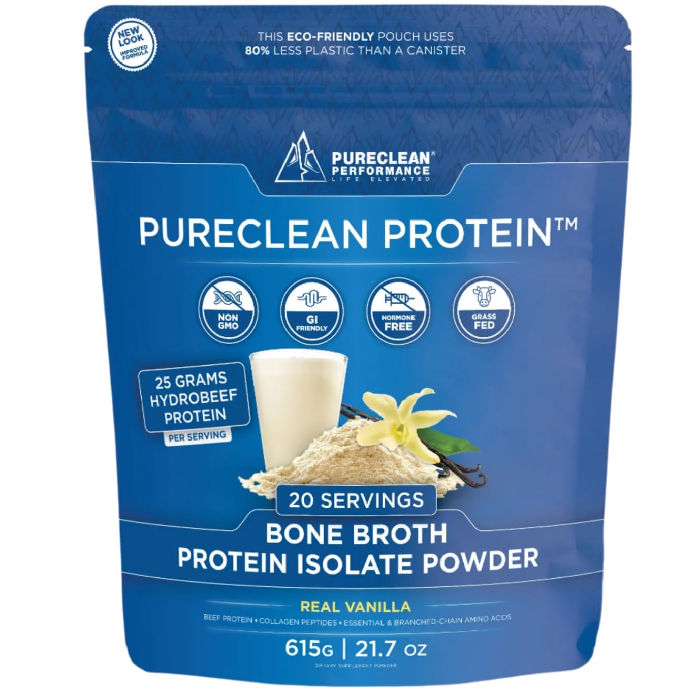 PureClean Performance Protein – Beef + Collagen Isolate Powder Organic Vanilla Flavor, 21.7