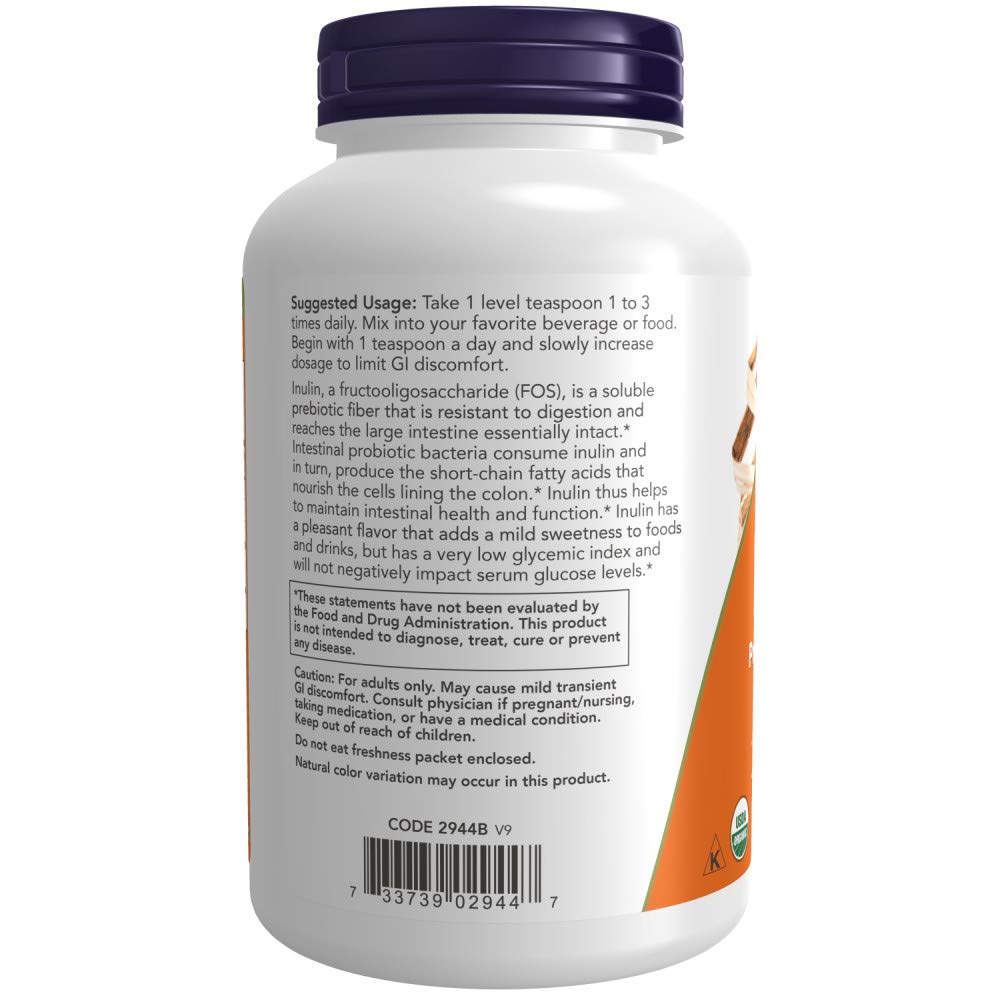 NOW Foods Inulin Powder, Certified Organic, 24 oz