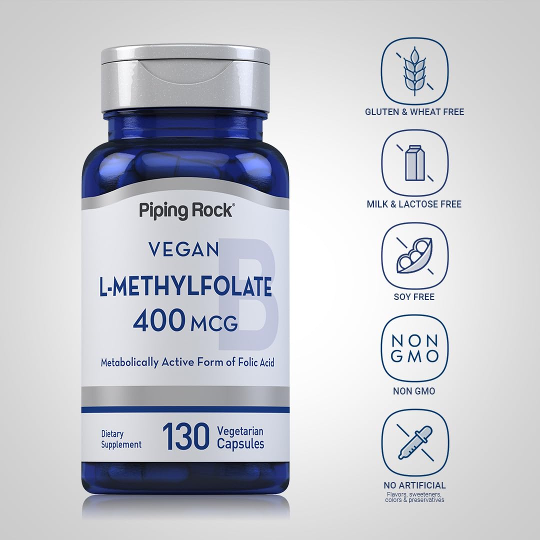 Piping Rock L-Methylfolate Supplement 400 mcg Capsule 130 Count