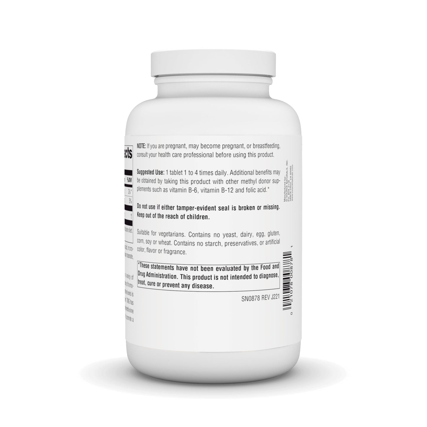 Source Naturals TMG Trimethylglycine (Anhydrous Betaine) 750 mg 240 Tablets