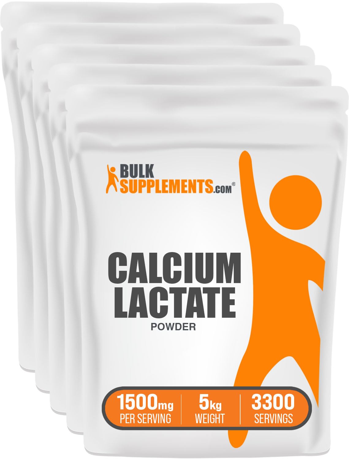 BulkSupplements Calcium Lactate Powder, 1kg (Pack of 5)