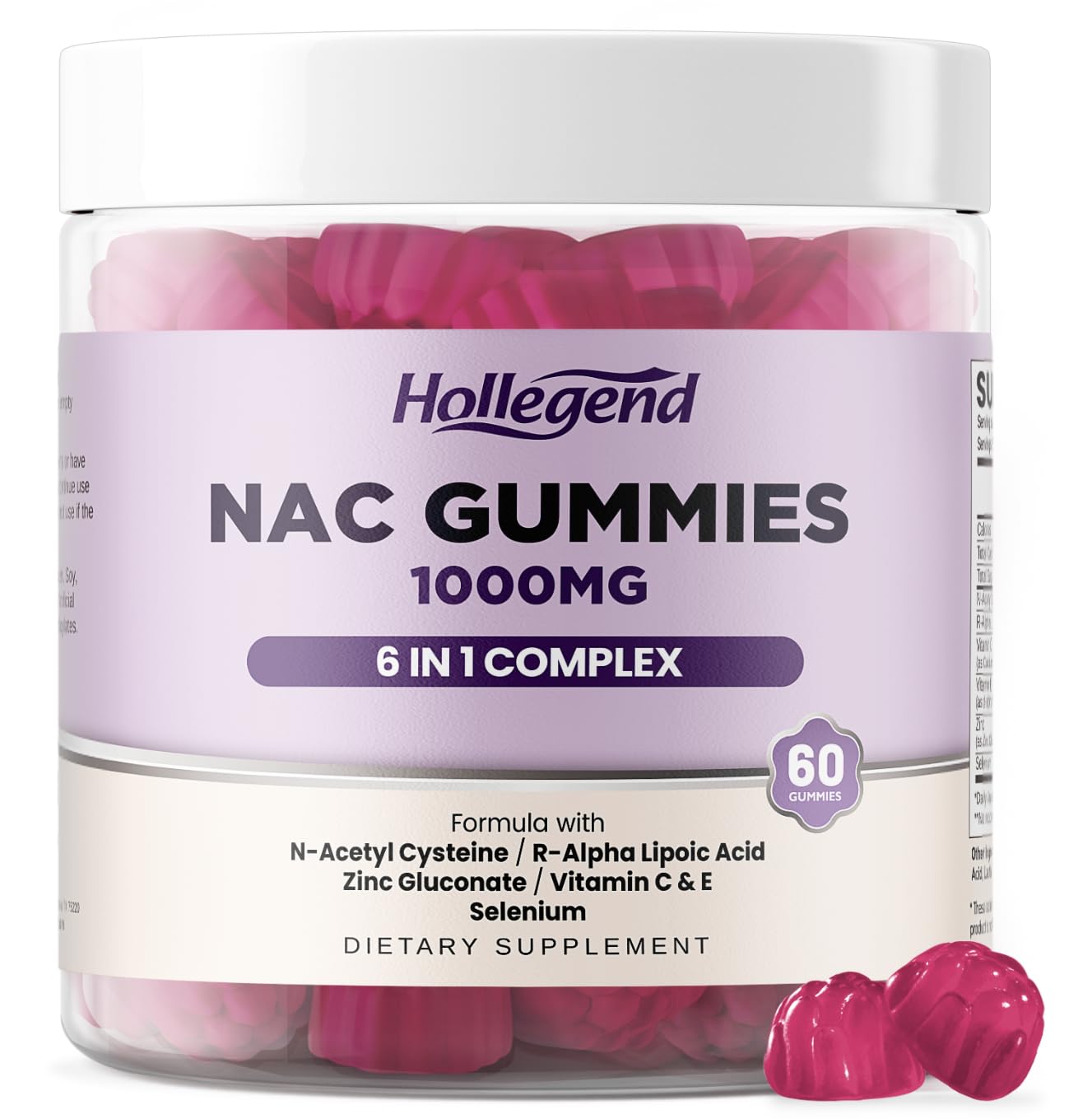 HOLLEGEND 6 in 1 NAC Gummy 1000mg, 60 Count