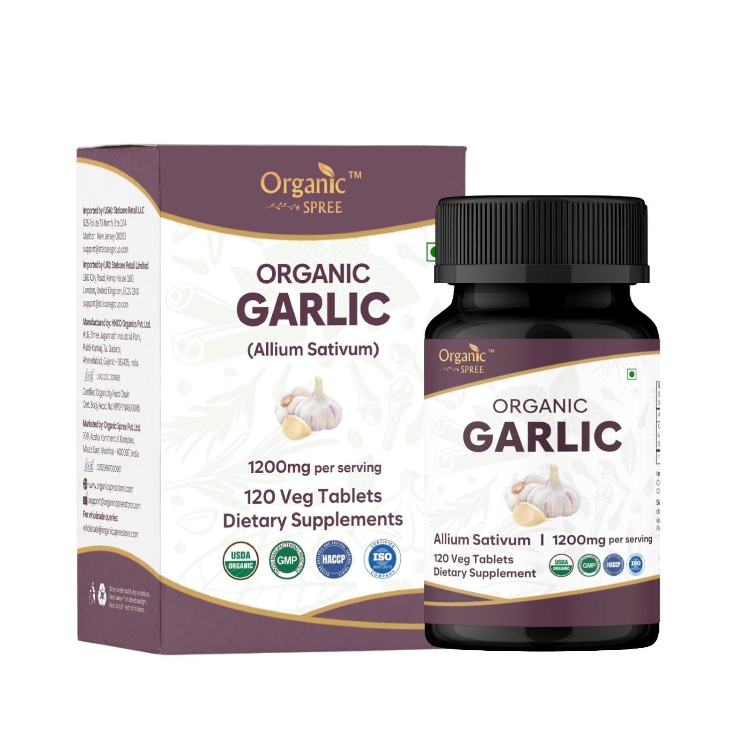 ORGANIC SPREE Garlic 120 Tablets