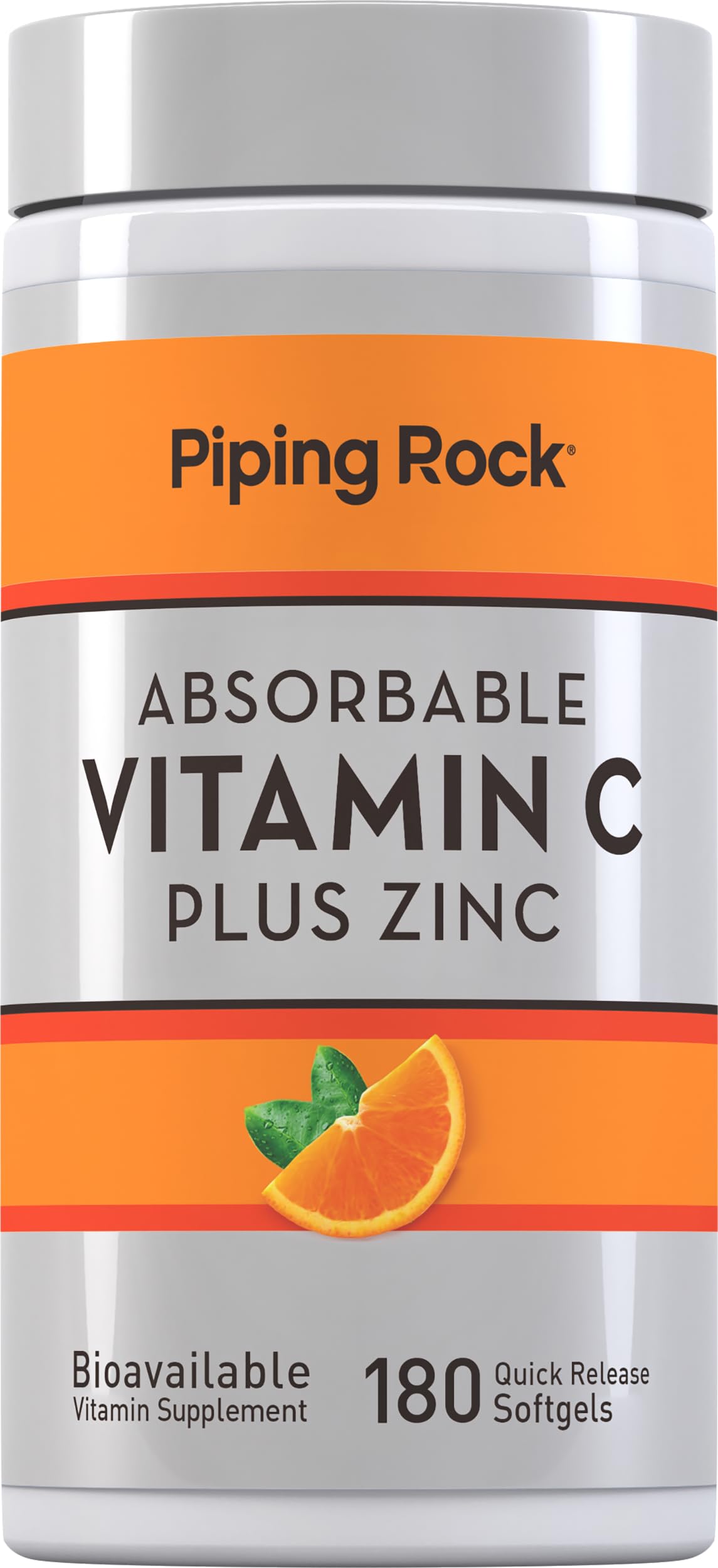 Piping Rock Vitamin C Plus Zinc Softgels 180