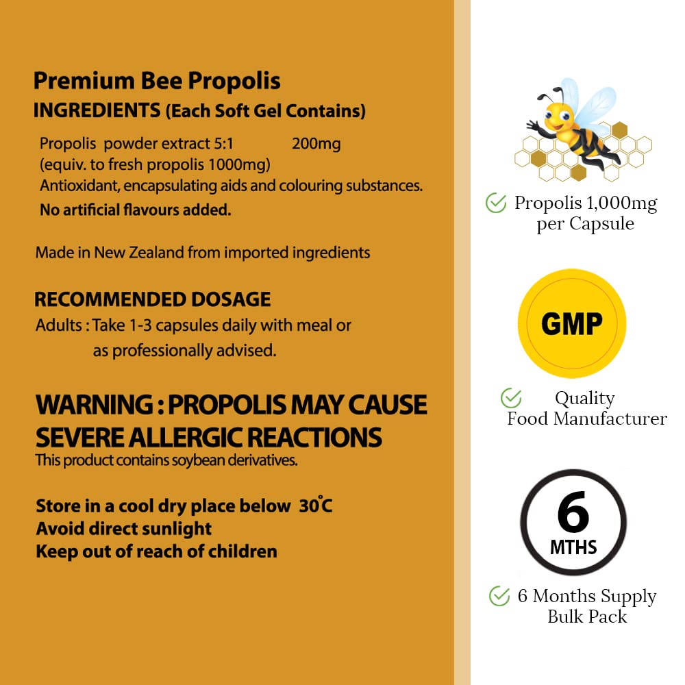 Hi Well Pure & Natural New Zealand Premium Bee Propolis Softgels 500