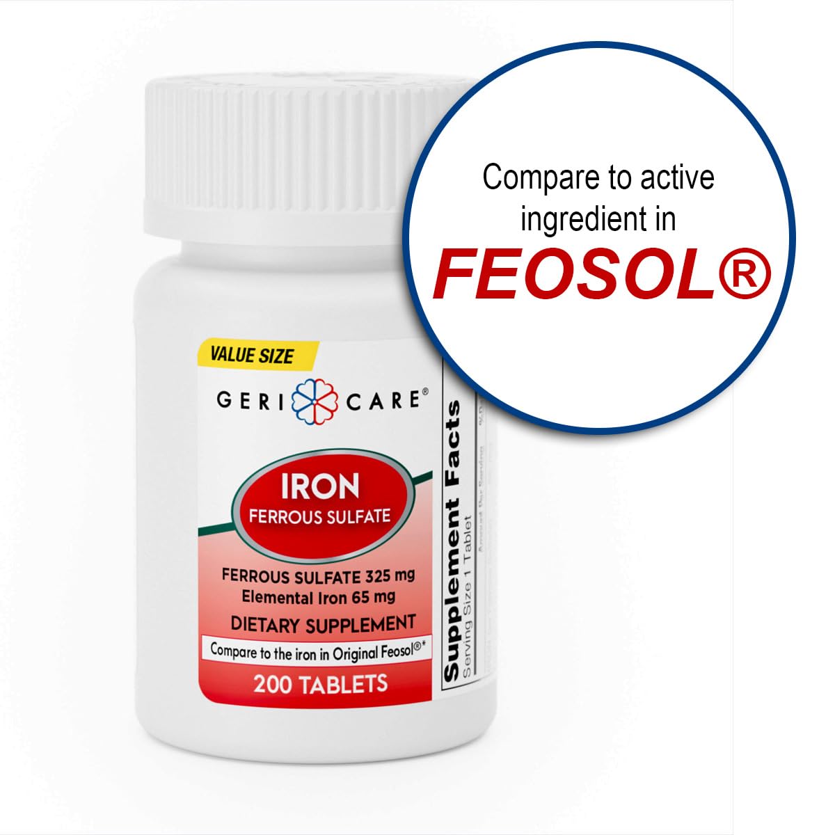GeriCare Ferrous Sulfate Tablets 200 Count