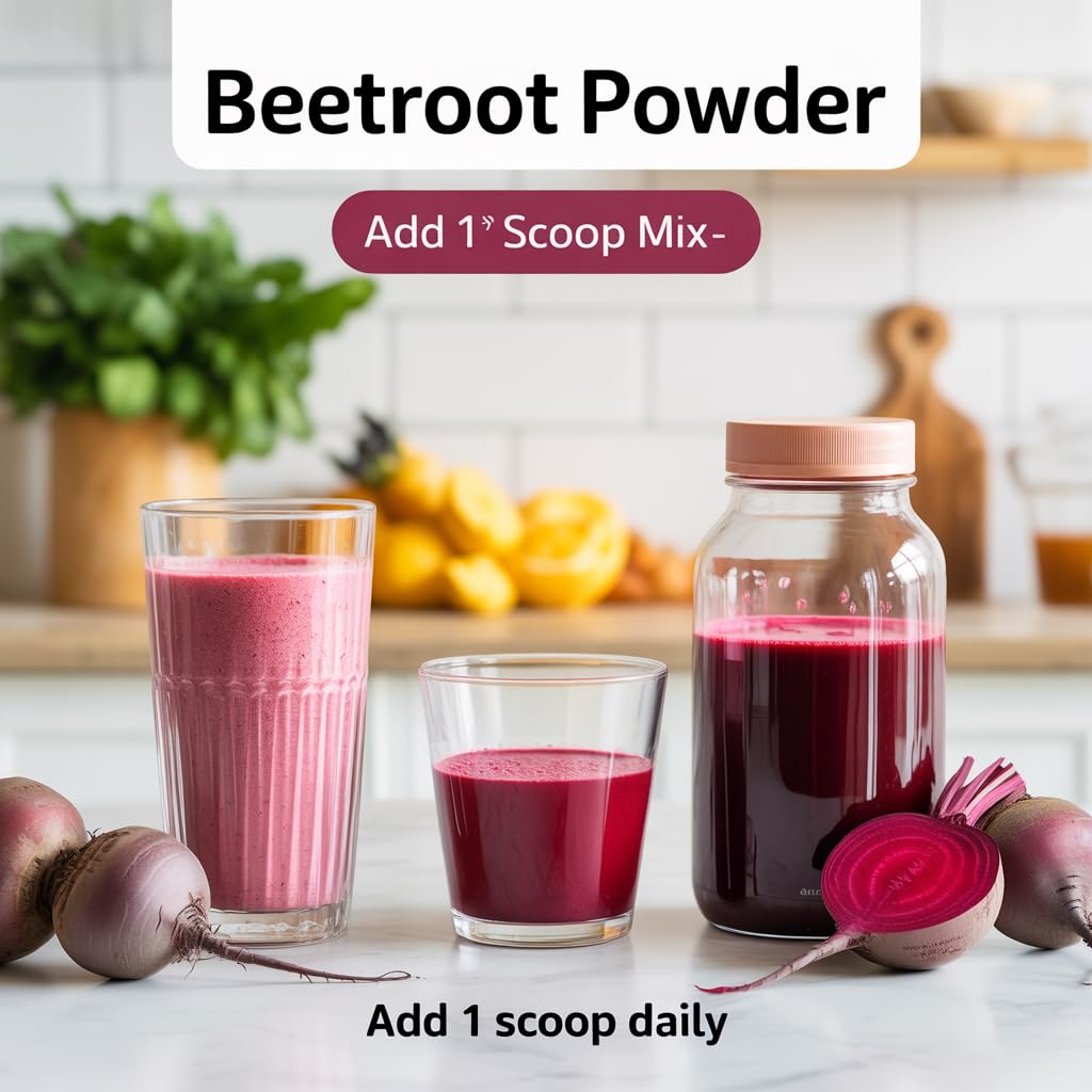 OMASHMA Organic Beet Root Powder Nitric Oxide Supplement for Heart Health, Vegan Beet Juice Superfood, Gluten Free Non-GMO, 8 Ounce