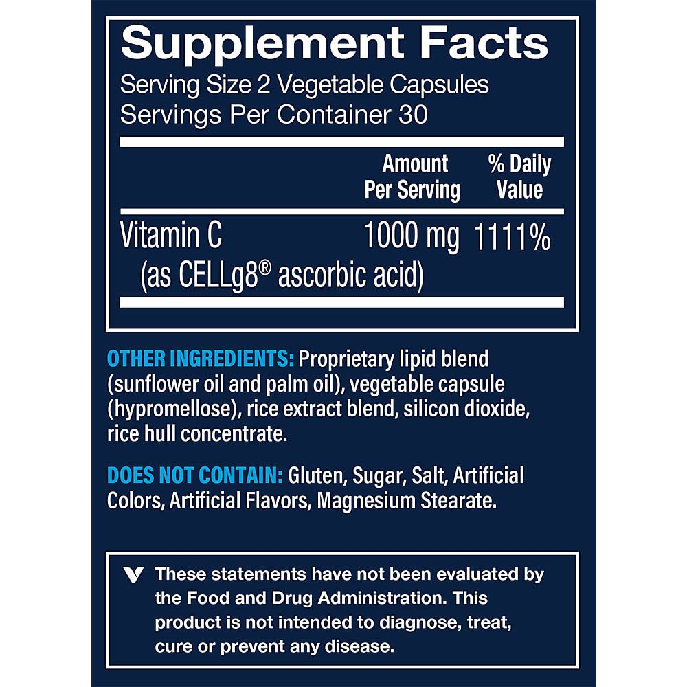 Vthrive Liposomal Vitamin C for Immune Support - Increased Bioavailability & Absorption - 1,000 MG, Vegetarian Capsules, 60 Count