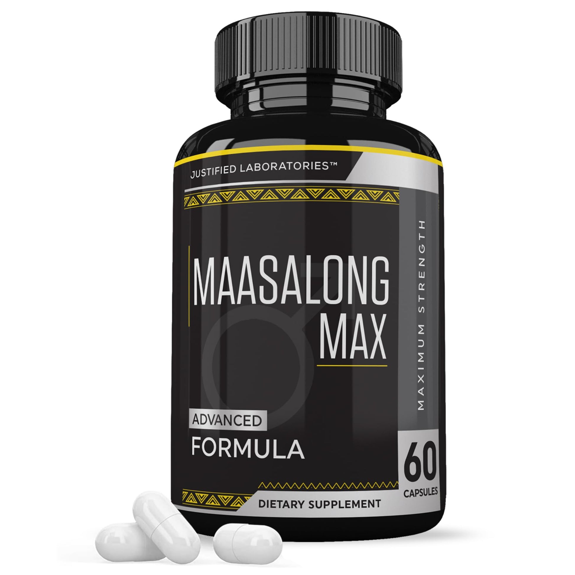Justified Laboratories Maasalong Max Men’s Health Supplement with L-Arginine for Strength, Stamina & Performance, 60 Capsules