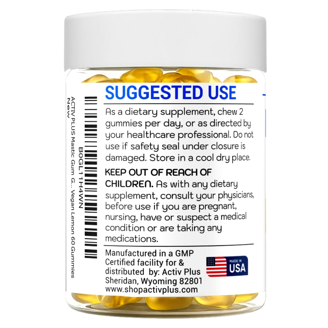 ACTIV PLUS Mastic Gum Stomach Soothe Gummies, 60 Count