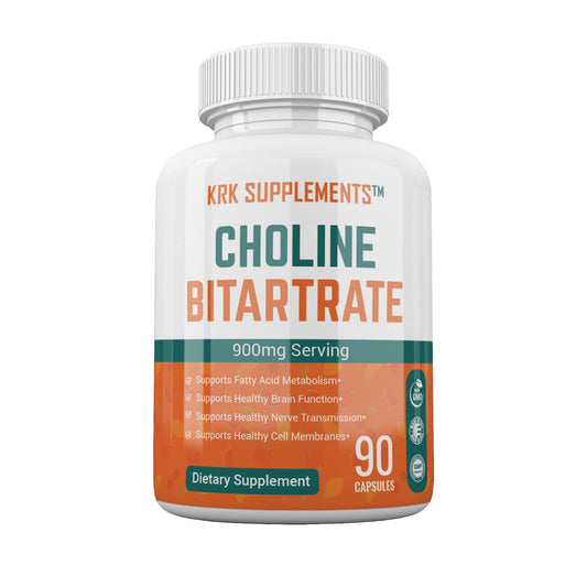 KRK SUPPLEMENTS Choline Bitartrate 900mg Capsules, 90 Capsules