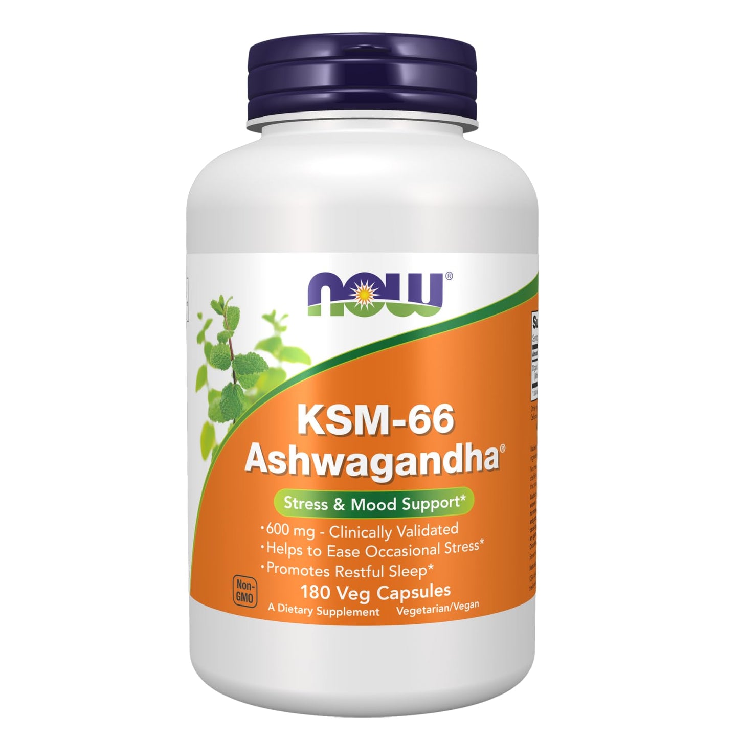 NOW Foods KSM-66 Ashwagandha Stress and Sleep Support Capsule, 180 Count