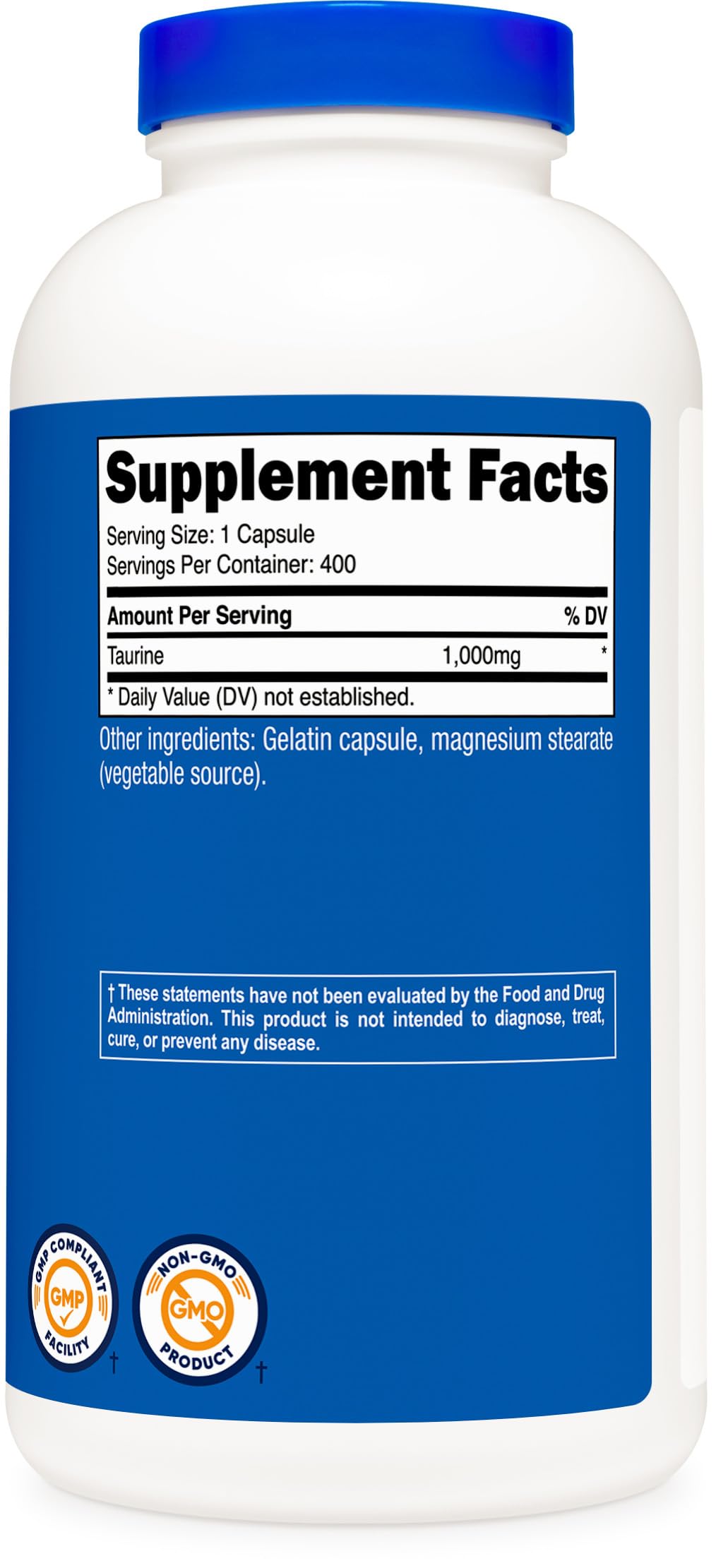 Nutricost Taurine 1000mg Capsules, 1200 Capsules