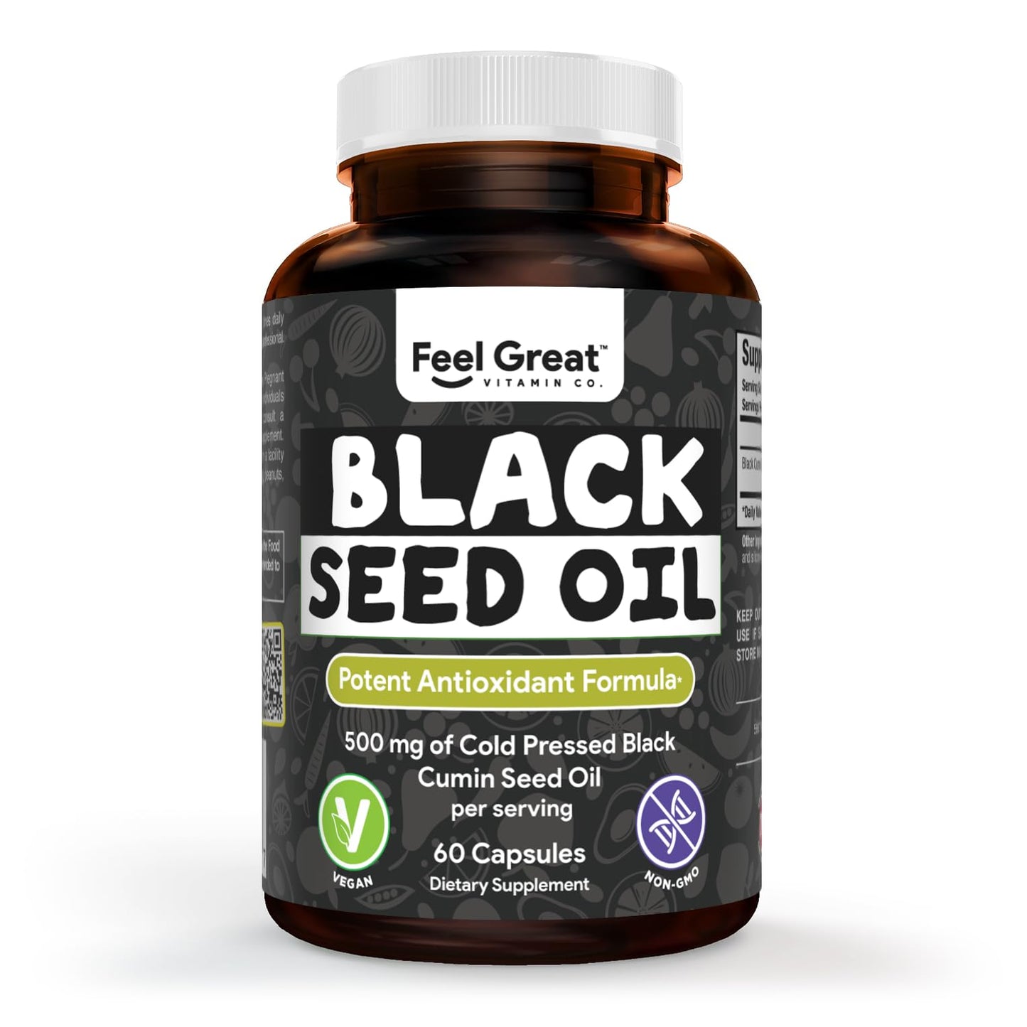 The Feel Great Vitamin Company Black Seed Oil Capsules – Cold-Pressed Nigella Sativa with Vitamin E – 500mg, 60 Count