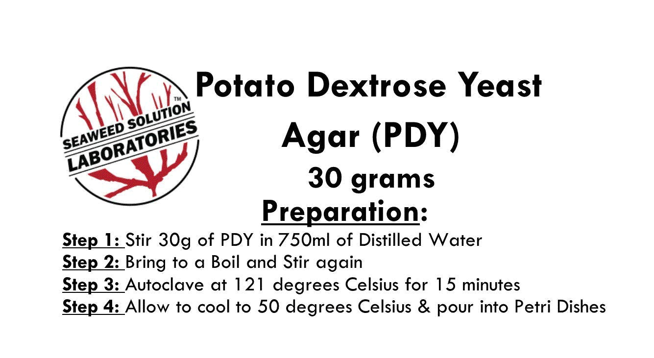 Seaweed Solution Laboratories Potato Dextrose Yeast Agar (PDY) Dehydrated Powder, 1.06 Ounce